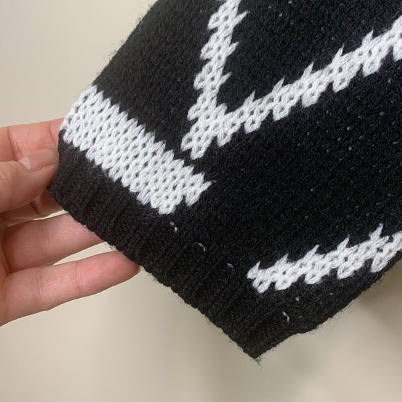 Celsius Premium | Black White Knit Open Front Aztec Pocket Cardigan Sweater L - Picture 8 of 17